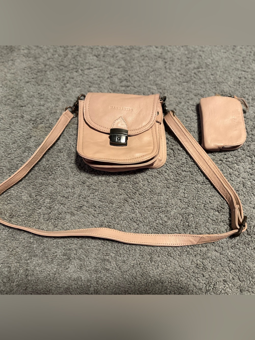 Adorable Wanderlust leather crossbody with matching tiny wallet